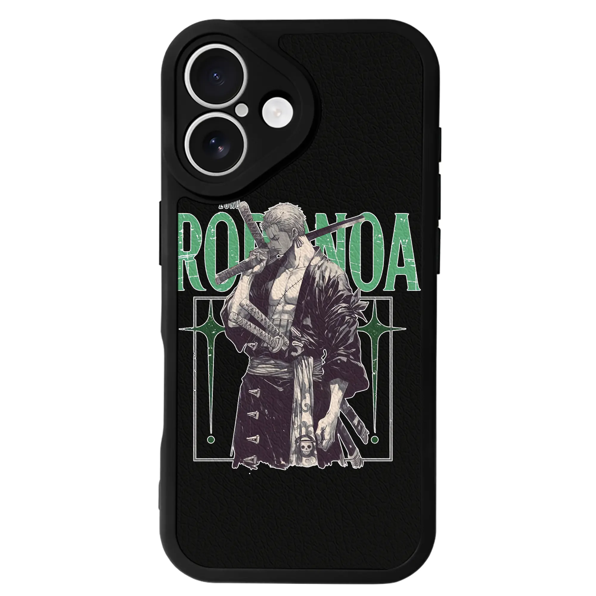 ワンピース グッズ ロロノア・ゾロ - IPhone 16シリーズ対応 ・ シリコンスマホケース ・ レザー調 ・ 高精度フィット ・ 耐衝撃 ・ ワイヤレス充電対応 ・ 精密カット